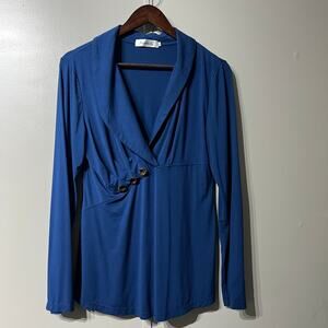 Ninedaily Lapel V Neck Slimming Long Sleeve Office Career Blouse | Women's Large